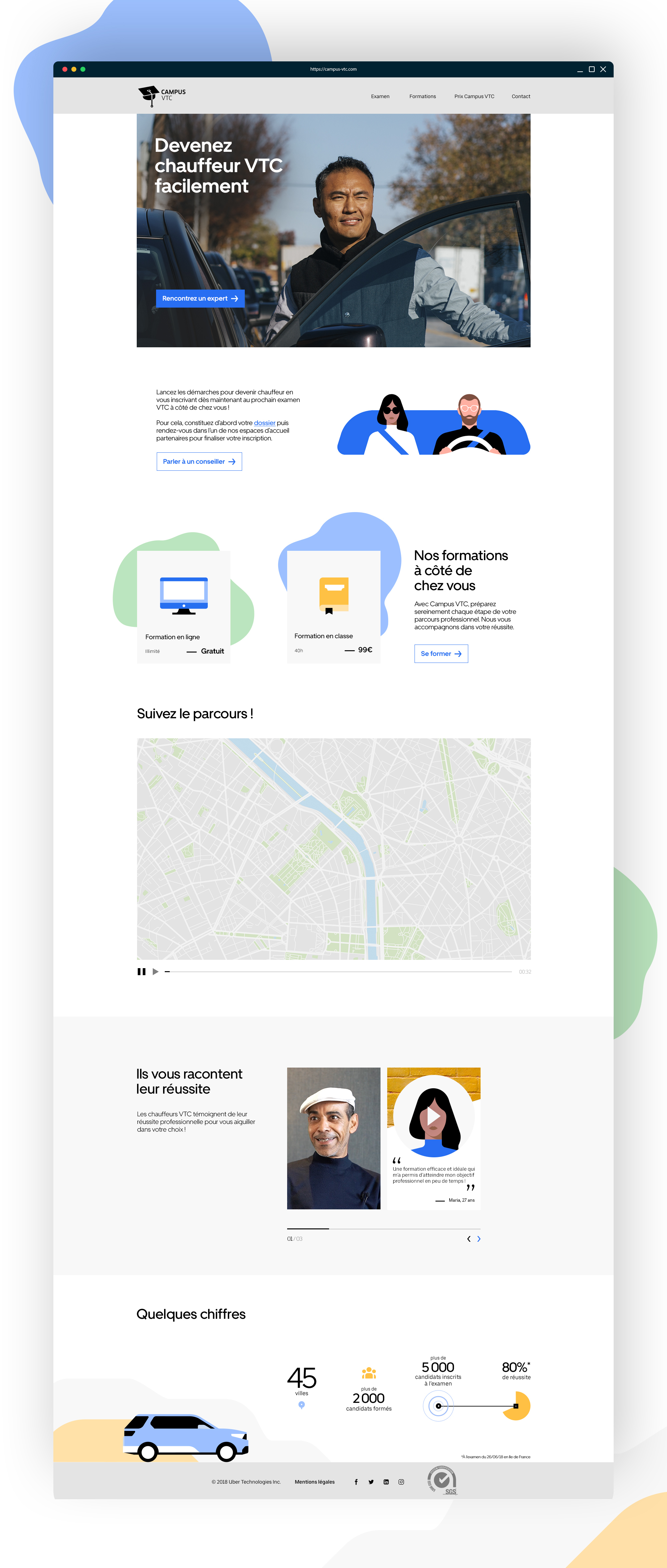 hompeage du site Uber VTC