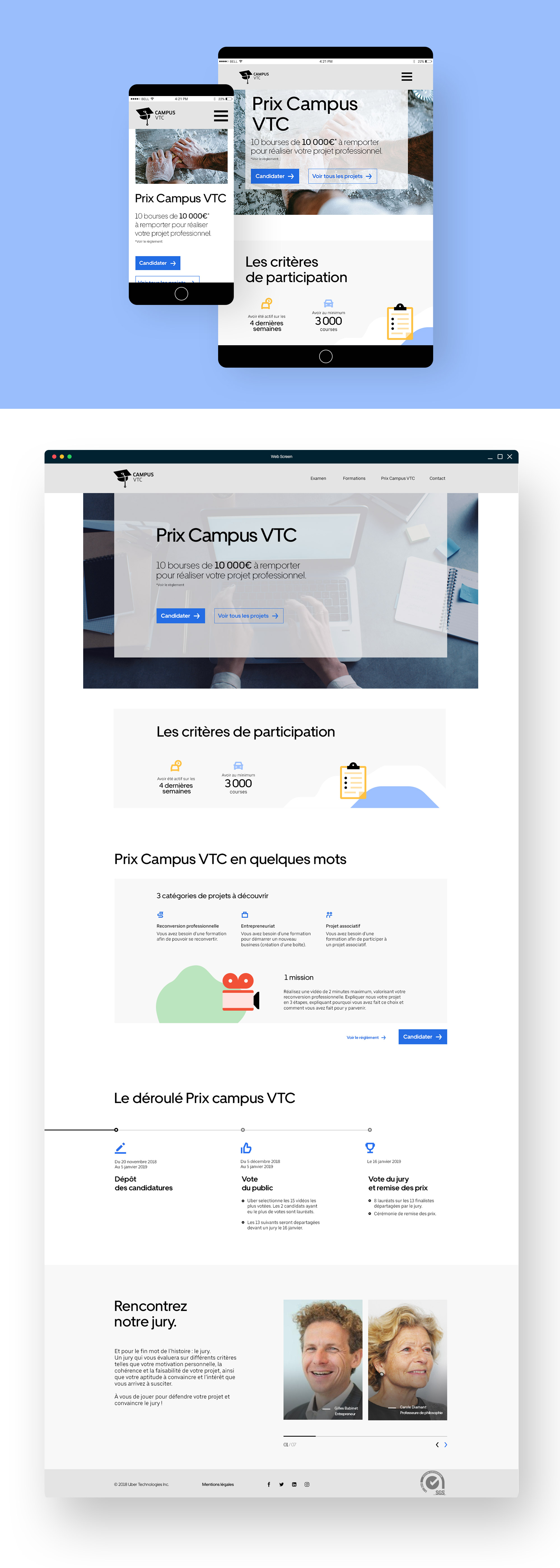 homepage du mini site prix campus VTC