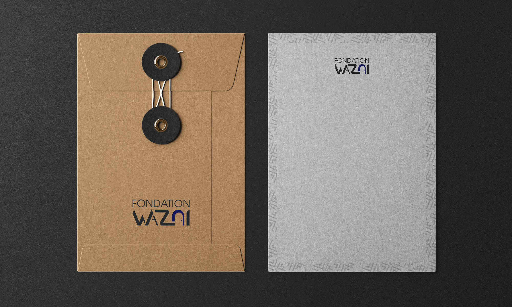 logo de la fondation wazni sur enveloppe